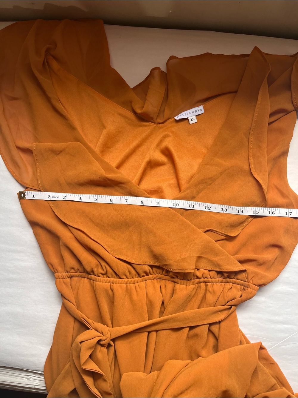 Baltic Born Katya Dress Ruffle V-Neck Maxi in Rust Orange XL - Picture 11 of 14